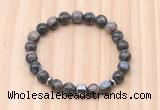 CGB8878 8mm, 10mm grey opal, drum & rondelle hematite beaded bracelets