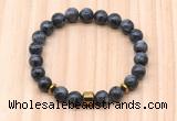 CGB8880 8mm, 10mm black labradorite, drum & rondelle hematite beaded bracelets