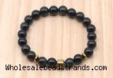 CGB8882 8mm, 10mm black obsidian, drum & rondelle hematite beaded bracelets