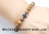 CGB8900 8mm, 10mm picture jasper & cross hematite power beads bracelets