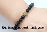 CGB8912 8mm, 10mm black obsidian & cross hematite power beads bracelets