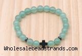 CGB8923 8mm, 10mm green aventurine, cross & rondelle hematite beaded bracelets