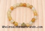 CGB8925 8mm, 10mm yellow aventurine, cross & rondelle hematite beaded bracelets