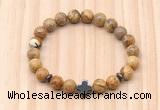 CGB8930 8mm, 10mm picture jasper, cross & rondelle hematite beaded bracelets