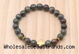 CGB8931 8mm, 10mm dragon blood jasper, cross & rondelle hematite beaded bracelets