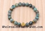 CGB8937 8mm, 10mm African turquoise, cross & rondelle hematite beaded bracelets