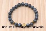 CGB8940 8mm, 10mm black labradorite, cross & rondelle hematite beaded bracelets