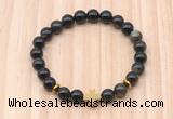 CGB8941 8mm, 10mm golden obsidian, cross & rondelle hematite beaded bracelets