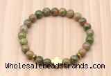 CGB8947 8mm, 10mm unakite, cross & rondelle hematite beaded bracelets