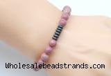 CGB8956 8mm, 10mm pink wooden jasper & rondelle hematite beaded bracelets