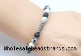 CGB8964 8mm, 10mm black & white jasper & rondelle hematite beaded bracelets