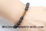 CGB8973 8mm, 10mm smoky quartz & rondelle hematite beaded bracelets