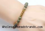 CGB8977 8mm, 10mm unakite & rondelle hematite beaded bracelets