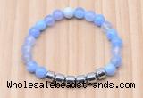 CGB8981 8mm, 10mm blue agate & drum hematite beaded bracelets