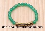 CGB8982 8mm, 10mm green agate & drum hematite beaded bracelets