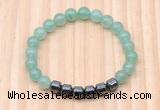 CGB8983 8mm, 10mm green aventurine & drum hematite beaded bracelets