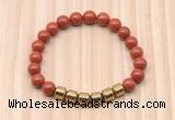 CGB8987 8mm, 10mm red jasper & drum hematite beaded bracelets