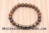 CGB8989 8mm, 10mm elephant skin jasper & drum hematite beaded bracelets