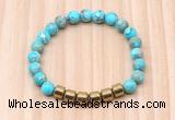 CGB8992 8mm, 10mm blue sea sediment jasper & drum hematite beaded bracelets