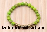 CGB8993 8mm, 10mm green sea sediment jasper & drum hematite beaded bracelets