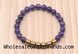 CGB9004 8mm, 10mm amethyst & drum hematite beaded bracelets