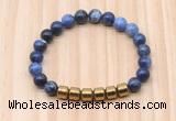 CGB9005 8mm, 10mm sodalite & drum hematite beaded bracelets