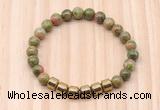 CGB9007 8mm, 10mm unakite & drum hematite beaded bracelets