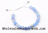 CGB9021 8mm, 10mm blue agate & drum hematite adjustable bracelets