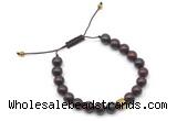 CGB9028 8mm, 10mm brecciated jasper & drum hematite adjustable bracelets