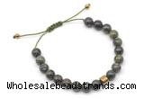 CGB9031 8mm, 10mm dragon blood jasper & drum hematite adjustable bracelets