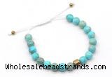 CGB9032 8mm, 10mm blue sea sediment jasper & drum hematite adjustable bracelets