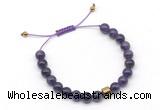 CGB9044 8mm, 10mm amethyst & drum hematite adjustable bracelets