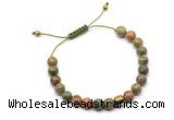 CGB9047 8mm, 10mm unakite & drum hematite adjustable bracelets