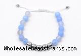 CGB9061 8mm, 10mm blue agate & drum hematite adjustable bracelets