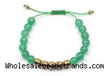 CGB9062 8mm, 10mm green agate & drum hematite adjustable bracelets