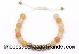 CGB9065 8mm, 10mm yellow aventurine & drum hematite adjustable bracelets