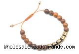 CGB9069 8mm, 10mm elephant skin jasper & drum hematite adjustable bracelets