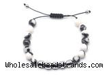 CGB9074 8mm, 10mm black & white jasper & drum hematite adjustable bracelets