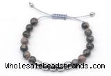 CGB9078 8mm, 10mm grey opal & drum hematite adjustable bracelets