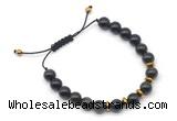 CGB9122 8mm, 10mm golden obsidian & rondelle hematite adjustable bracelets