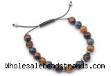 CGB9128 8mm, 10mm colorful tiger eye & rondelle hematite adjustable bracelets