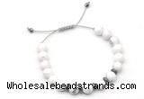 CGB9130 8mm, 10mm white howlite & rondelle hematite adjustable bracelets