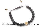 CGB9163 8mm, 10mm smoky quartz & cross hematite adjustable bracelets