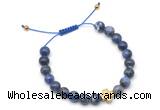 CGB9165 8mm, 10mm sodalite & cross hematite adjustable bracelets