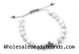 CGB9169 8mm, 10mm white howlite & cross hematite adjustable bracelets