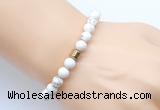 CGB9236 8mm, 10mm white howlite & drum hematite power beads bracelets