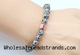 CGB9252 8mm, 10mm dalmatian jasper & drum hematite power beads bracelets