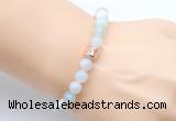 CGB9255 8mm, 10mm sea blue banded agate & drum hematite power beads bracelets