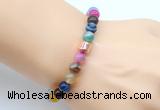 CGB9258 8mm, 10mm colorful banded agate & drum hematite power beads bracelets