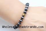 CGB9270 8mm, 10mm Tibetan agate & drum hematite power beads bracelets